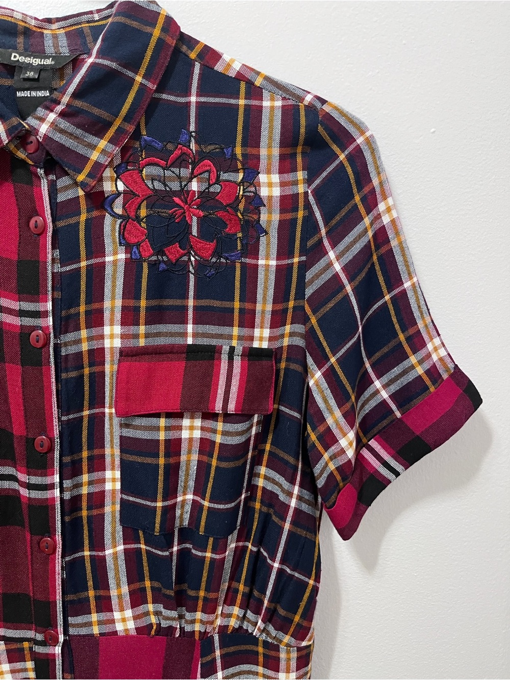 DESIGUAL ROSADA CHECKED DRESS Size 38/6 - Picture 7 of 16